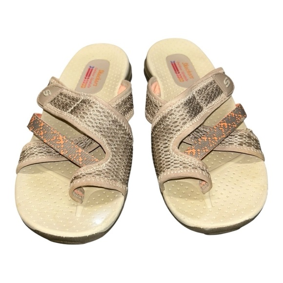 Skechers Reggae Splatter Thong Sandals, #40822, Taupe, Women's US Size 8 - Picture 2 of 9